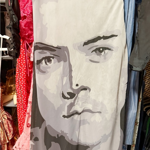House of Muamua Harry Styles Allover Sublimation Printed Mesh Maxi Dress RARE - Picture 7 of 9
